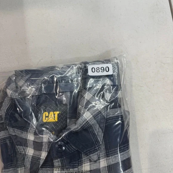 CAT Flannel Shirt Men's Size XL Blue Plaid Button Up Long Sleeve Workwear Casual - Picture 9 of 12